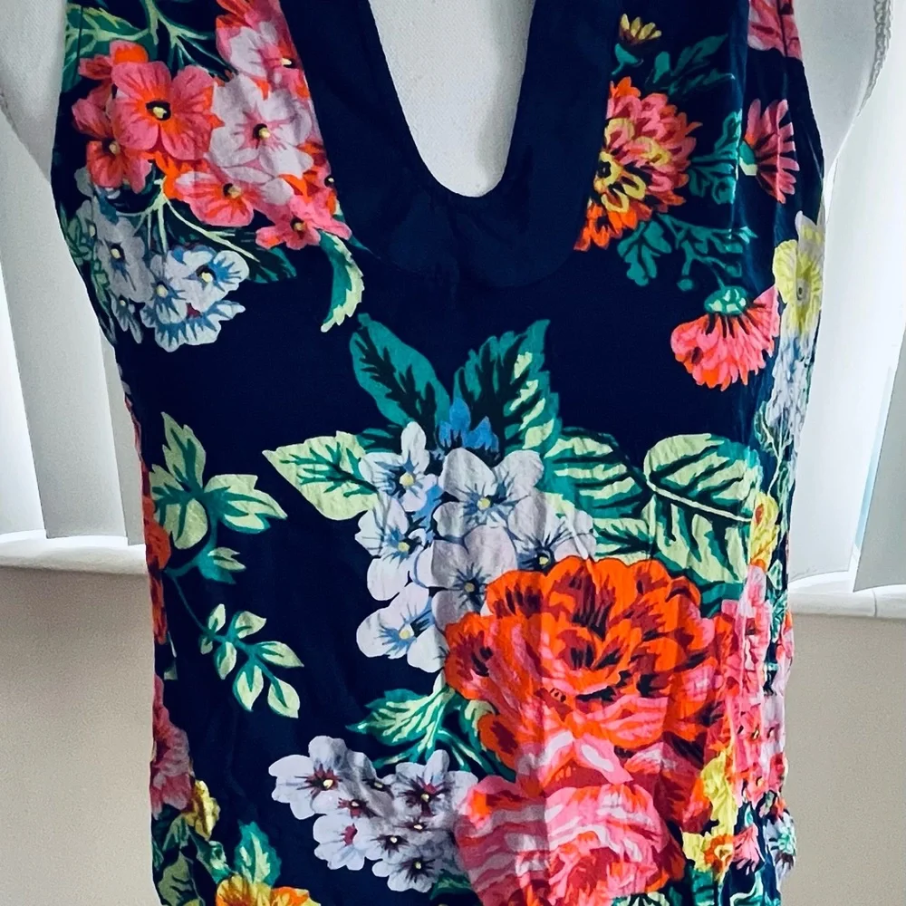 Anthropologie Dark Blue Floral Tank Top - Picture 3 of 5